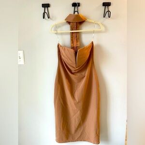Rare London women’s size 10 tan choker cocktail party night out date night dress
